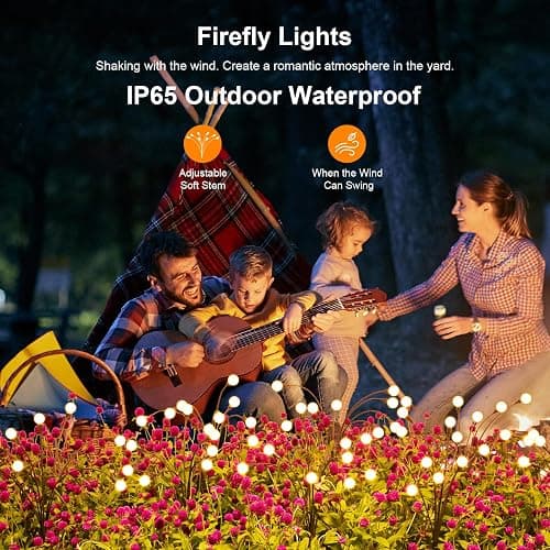 Solar Lights Outdoor(4 Pack, 32 LED), ASMAD Solar Garden Lights, Outdoor Decorations, Firefly Light for Patio Decor, Big Bulb, Unique Gifts for Women, Gifts for Grandma thumbnail 6