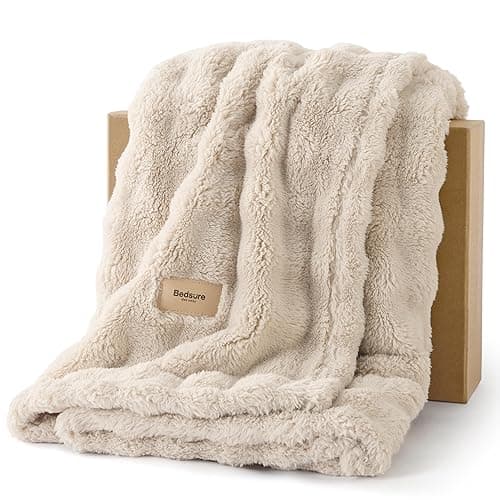 Bedsure 3D Cloud Bubble Blanket, Soft Cozy Throw, Beige, 50"×70" | Fleece, Couch/Sofa/Bed, Soft，Cute, Lightweight，Gifts for Women, Room Decor - Image 1