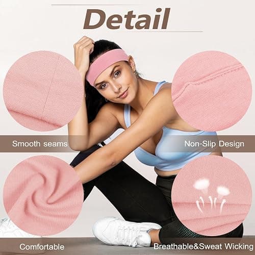 DiyJibb Headbands for Women, Stretchy Non Slip Soft Cotton Cloth Hair Bands for Sports, Workout, Yoga and Running, 7pcs thumbnail 4