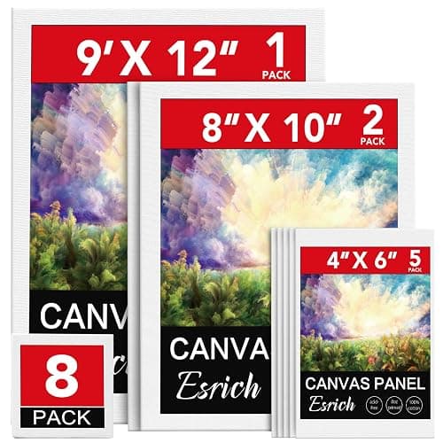 ESRICH Canvases for Painting 8Pack Painting Canvas with 9x12,8x10,4x6,Canvas Panels for Oil Paint,Watercolor,Acrylic Paint,Gouache and Tempera. - Image 1