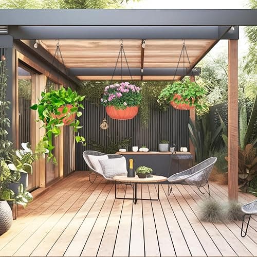 RooTrimmer Hanging Planters 9/10/11 Inch for Indoor Plants, 3 Pack Plant Hanger Outdoor with Drainage Holes, Self Watering Hanging Basket Flower Pot for Garden Home Decor, Light Coral thumbnail 5
