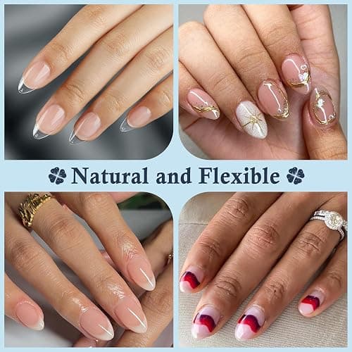 Short Almond Nail Tips, 240pcs Soft Nail Gel Tips Pre-Shaped Acrylic Fake Nails, Half Matte Full Cover Clear Gelly Press on Flase Nail Tips for Extension Nail Manicure Home DIY 12 Sizes Gelly Tips - A-ShortAlmond thumbnail 2