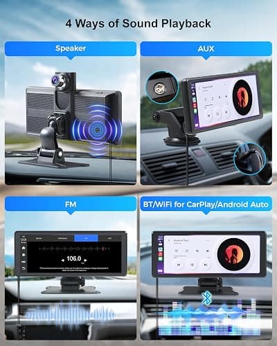 Wireless Car Stereo Carplay Screen with 4K Dash Cam, 8.1'' Portable 2K Touch Screen with 1080P Backup Camera, GPS Navigation for Car Play, Android Auto, Voice Control, Mirror Link, DVR, Bluetooth thumbnail 6
