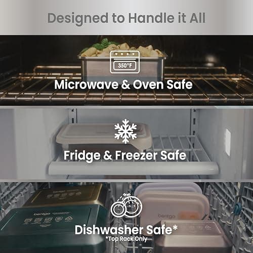 Bentgo MicroSteel Heat & Eat Container – Microwave-Safe, Leak-Proof & Airtight, Easy-to-Clean Lightweight Stainless Steel Reusable Food Storage with Silicone Lid (Family Size; 8.5-Cup Capacity; Aqua) thumbnail 6