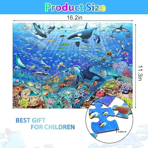 Puzzles for Kids Ages 4-8 6-8 8-10 Year Old - Underwater Scene - 100 Pieces Jigsaw Puzzle for Kids Learning Educational Puzzles for Boys Girls (with Sturdy Box) thumbnail 2
