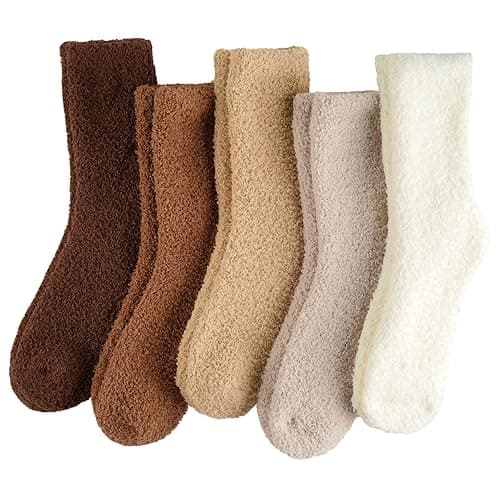 floconssy Fuzzy Socks for Women Gifts, Fluffy Cozy Plush Soft Slipper Socks for Fall Winter Christmas Warm Sleeping Home 5/6 Pairs - Image 1