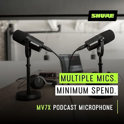 Shure MV7X XLR Podcast Microphone pour le Podcasting, l'enregistrement, la Diffusion en Direct et les Jeux, Sortie Casque Intégrée, XLR, Technologie d'isolation de la Voix - Noir thumbnail 7