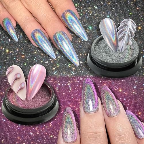 Fcozpjk 24 Colors Chrome Nail Powder Set Metallic Mirror Effect for Nails | Gold Silver Pink Chrome Nail Powder White Pearl Iridescent Multichrome Powder for Nails Rubbing Pigment Manicure Supplies thumbnail 4