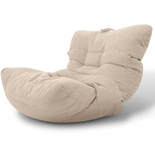 Aiire Fauteuil Pouf Salon Moderne - Pouffe Géant Interieur Adulte ou Ado avec Remplissage pour Décoration de la Chambre – Gros Bean Bag XXL ou Coussin de Sol Beige - Image 1