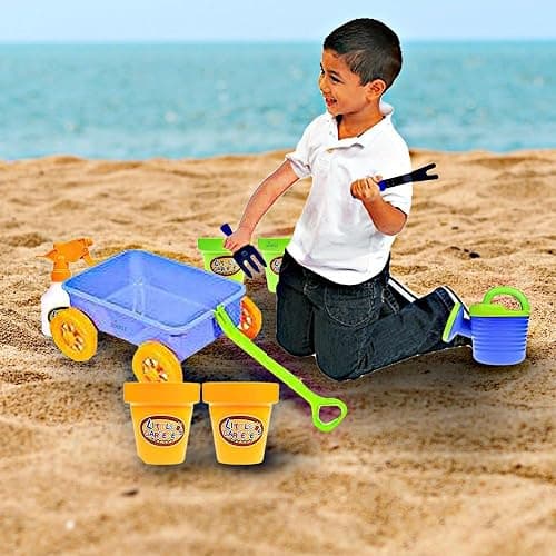 Dimple Garden Wagon & Tools Toy Set Premium 15 Pcs Kids Gardening Tools & Wagon Toy Set - Sturdy & Durable - Top Yd, Beach, Sand, Garden Play Set - Great for Kids & Toddlers thumbnail 6
