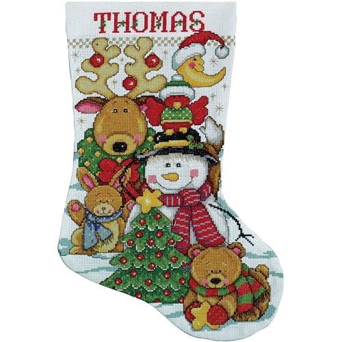 Tobin DW5410 Making New Friends Stocking Counted Cross Stitch Kit, 17-Inch Long, 14 Count - Image 1