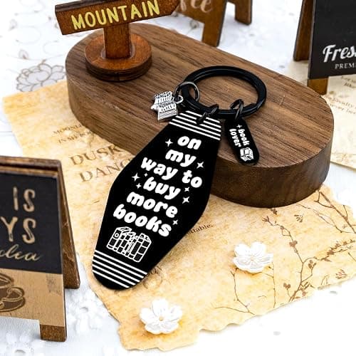 Bookish Gifts Motel Keychain Book Keychain Charms Bookish Merch Book Lover Gifts for Women Men On My Way To Buy More Books Motel Keychains School Librarian Appreciation Gifts thumbnail 6