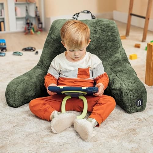 Nestl Fur Reading Pillow, Stylish Back Pillow for Bed Sitting Up, Faux Fur Bed Chair Pillow with Arms, Reading Pillows for Sitting in Bed Adult & Kids, Back Support Pillow for Bed Rest - Olive Green - Standard - Olive Green thumbnail 7