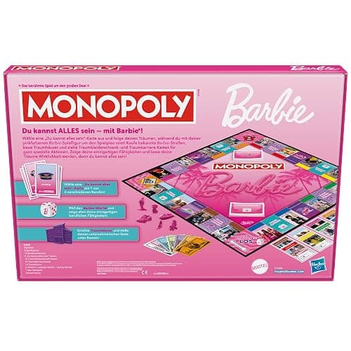 Monopoly Barbie Edition, das Klassische Brettspiel inspiriert von Barbies Traumwelt und ihren Abenteuern, originelles für Kinder und Teenager thumbnail 7