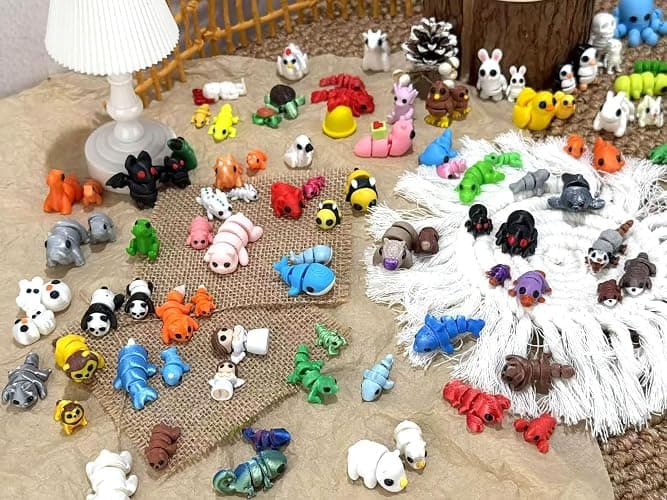 102 Pcs Mini Random 3D Printed Animal Figurines Set, Flexible Articulated Fidget Toys,Surprise 3D Printed Animals Cute Desk Decor, Party Favors, Classroom Rewards(Large & Small Sizes) thumbnail 6