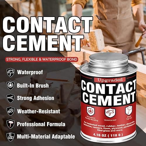 Contact Cement Adhesive 4.16 Oz, High Performance Neoprene Contact Adhesive with Brush, Flexible & Strong Bonding for Woodworking, Leather, Furniture Repairs and DIY Crafts (LDXJ-W01) thumbnail 2