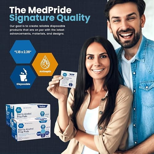 MED PRIDE Sterile Alcohol Prep Pads, Antiseptic, 70% Isopropyl, Individually Wrapped, Medical Grade 2 Ply Wipes (200 Count (Pack of 1) White) thumbnail 5