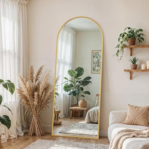Novlux Full Length Mirror, 58" x 18" Arched Full Body Mirror Standing Large Floor Mirrors for Bedroom Bathroom Living Room Gold thumbnail 3