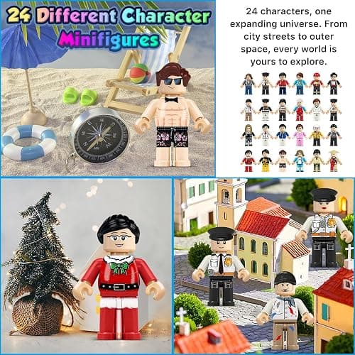 4BEE 24PCS Mini Figures Building Bricks, Minifigures Stuffer, Mini People Figures Only Toy, Kids Gift for Christmas, Halloween, Birthday Party Supplies, Easter Eggs thumbnail 3