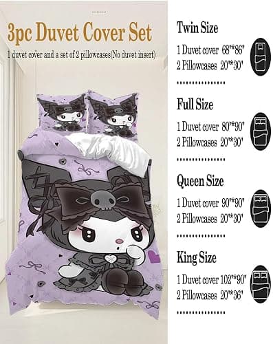 SIGOSR Quilt Cover with 3D Print Bedding Quilt Cover Set Bedding Set with Pillowcase Decor Bedspread Cover for Kid Teen(1 Duvet Cover & 2 Pillowcases)-Full thumbnail 4