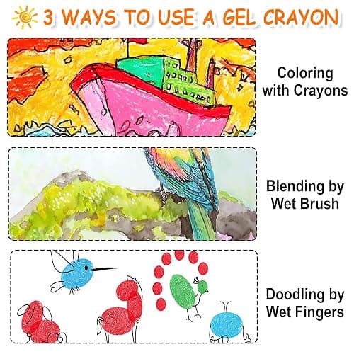 Shuttle Art 24 Colors Gel Crayons for Toddlers, Non-Toxic Crayons Set for Kids Children Coloring, Crayon-Pastel-Watercolor Effect, Ideal for Paper thumbnail 6