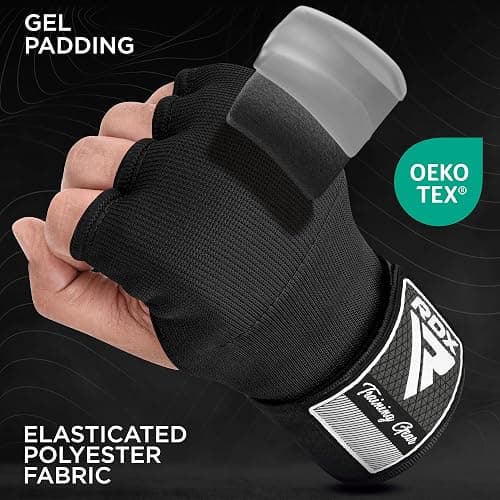 RDX Gel Boxing Hand Wraps Inner Gloves Men Women, Quick 100cm Long Wrist Straps, Elasticated Padded Fist Under Mitts Protection, Muay Thai MMA Kickboxing Martial Arts thumbnail 2