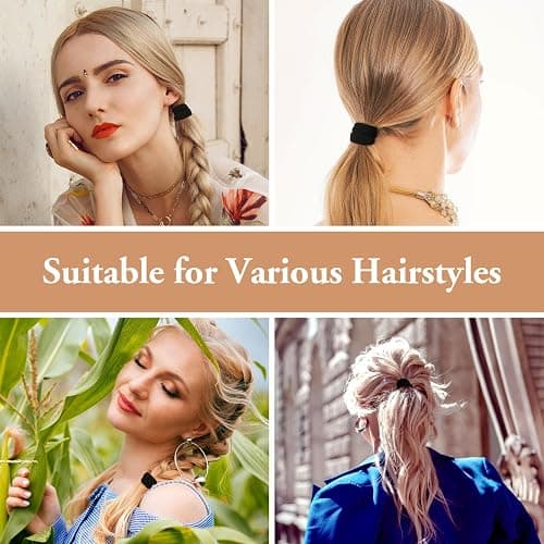 Ayogost Black Hair Ties No Damage 100PCS High Stretching Hair Ties Thick Hair Bands Large Ponytail Holders for Women Girls Thick Heavy Curly Hair thumbnail 7