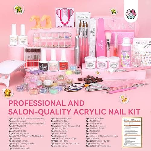 SAVILAND Acrylic Nail Kit with Drill: Professional Nail Kit Acrylic Set for Beginners with Everything Gel Polish U V Light Decorations for Home Salon Gift Set thumbnail 3