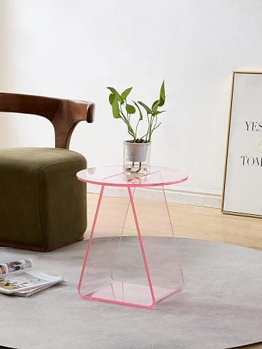 MEETLAKE Acrylic End Table,Pink Side.Nightstand Coffee Table Coffee Table Living Room Bedroom18 inch High, 16x16 inch Table Top. … thumbnail 2