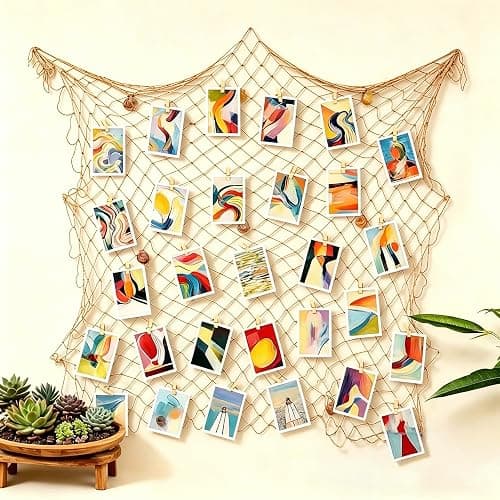 Patioland Decorative Fishing Net 80x40 Inch,Large Fish Nets Party,Caramel | Picture Fish Net,Photo Hanging Fishnet for Nautical Pirate Ocean Themed Hawaii Beach Under The Sea Halloween Party Decoration thumbnail 7