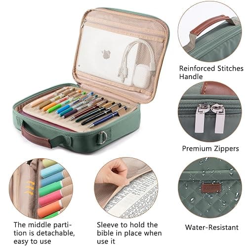 Aplufine Bible Cover for Men-Bible Case for Women-Medium Bible Bags and Totes-Large Bible Carrying Case-Bible Carrier with Shoulder Strap,Detachable Pen Loops for Bible Accessories,Gift Men Women thumbnail 5