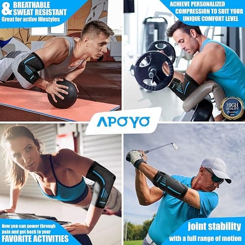 APOYO Elbow Brace for Tendonitis and Tennis Elbow, Compression Sleeve for Arthritis, Workouts, Reduce Joint Pain During Fitness Activity (Large) thumbnail 2