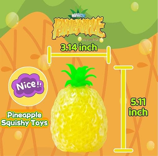 Pineapple Squishy Stress Balls (1 Pack) Stretchy Fruit Stress Relief Squishy Ball for Adults, Vase Filler, Home Decoration, Ideal for Relax, Focus, Christmas Decoration, Easter Basket Stuffers thumbnail 4