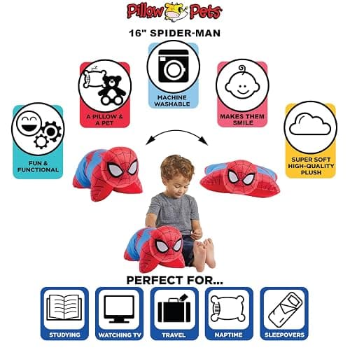 Pillow Pets 16 inch Spider-Man Plush Toy, Marvel Disney Stuffed Animal thumbnail 4