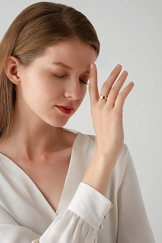 PDWZNBA Love Friendship Ring 18K Gold-Plated Stainless Steel Promise Ring Wedding Band Jewelry Birthday Gifts for Women thumbnail 4