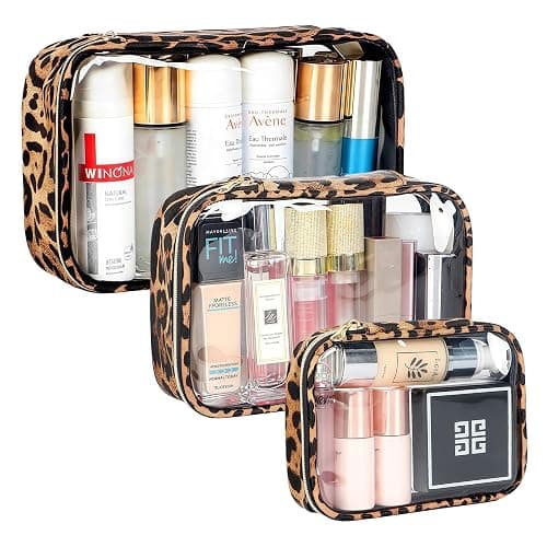 Cozomga Clear TSA Approved Toiletry Bag - 3-Pack (Large,Small&Mini) Clear Makeup Cosmetic Bag with Zipper, Quart Size Travel Essential Organizer for Women, Ideal for Carry-on Luggage - Image 1