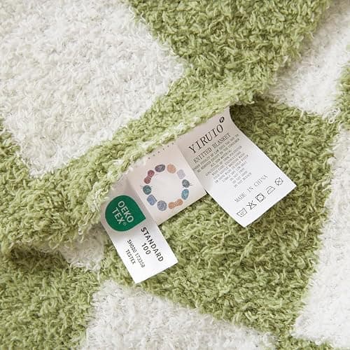 YIRUIO Checkered Knit Throw Blanket 50x60 | Ultra Soft Microfiber, Reversible, Fluffy Fuzzy Cozy, For Bed, Sofa Couch Home Decor thumbnail 7