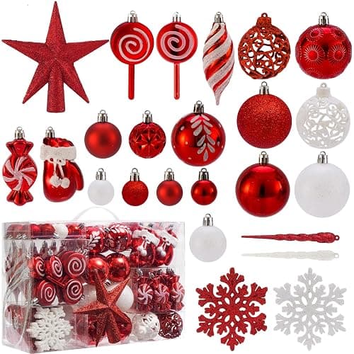 Shatterproof Christmas Ball Ornaments Set, 130 Pack Christmas Tree Decorations, Assorted Hanging Christmas Balls Bulk for Holiday Indoor Outdoor Xmas Party Decor (130 Red) thumbnail 2