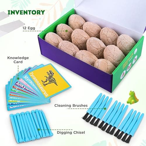 Dig Up Dinosaur Fossil Eggs, Break Open 12 Unique Eggs and Discover 12 Cute Dinosaurs, Easter Digging Toy for 3 4 5 6 7 8 9-12 Year Old Boys Archaeology Science STEM Gift thumbnail 3
