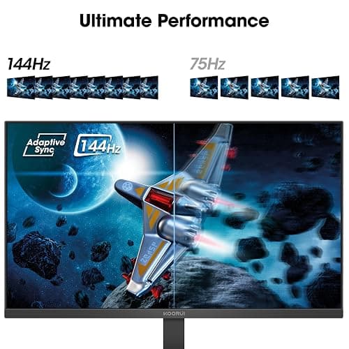 KOORUI 24 Inch Gaming Monitor 144Hz Full HD 1920 x 1080p IPS Ultra-Slim Display with HDMI VGA, Adaptive Sync, 99% SRGB, VESA 100x100mm, Eye Care, Tilt, Black, E2411K thumbnail 2