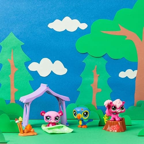Littlest Pet Shop - BF00574 - Camping Set 3 Animals and Accessories - Littlest Pet Shop LPS Panda Squirrel Toucan - Toy Set Mini Cute Animal Figurines - Children's Toy 4 Years and Above thumbnail 6