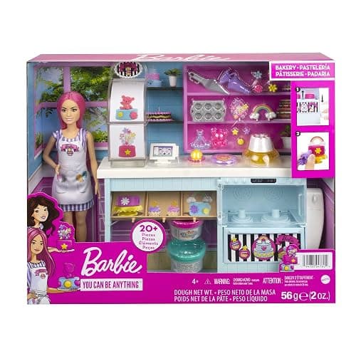 Barbie Doll and Accessories, Bakery Playset with Pink-Haired Petite Doll, Baking Station, Cake-Making Feature and 20+ Play Pieces thumbnail 7