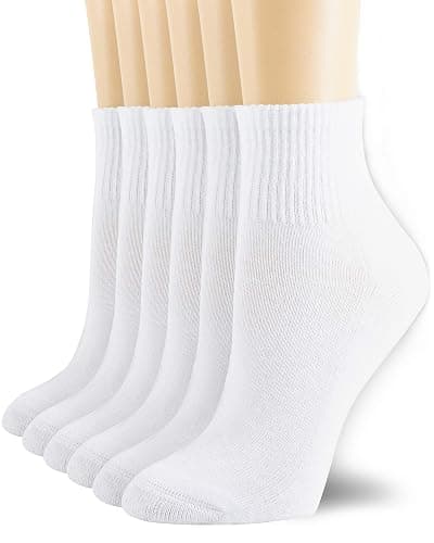 NevEND 6 Pairs Women's Mini Crew/Ankle Cotton Athletic Socks with Thick Cushioned 9-11 - Image 1