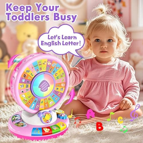 Duchong Learning Toy for 1 2 3 Year Old Girls, Spin and Sing Alphabet Zoo with Sounds, Interactive Educational Toys for Toddlers 1-3, Christmas 1st Birthday Gifts for Baby Girls Boys 9-12-18 Months thumbnail 5