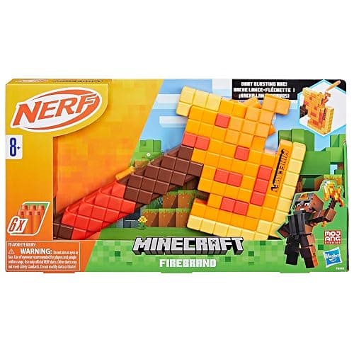 Nerf Minecraft Firebrand, Dart Blasting Axe, 6 Nerf Elite Foam Darts, Design Inspired by Minecraft Axe in The Game, Pull Down Priming, Minecraft Toys thumbnail 15