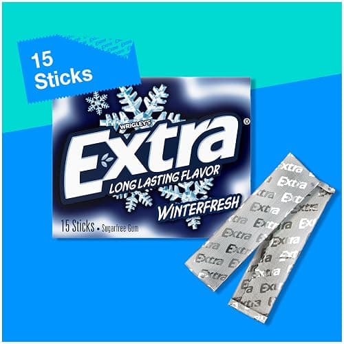 EXTRA Winterfresh Sugar Free Chewing Gum Bulk Pack, Individually Wrapped Mint Gum for Fresh Breath, 15-Stick Packs, Pack of 10, Cool Mint Flavor for School, Work & Travel thumbnail 4