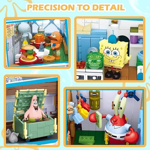 Toy Building Brick Blocks Toys Sets Display Box kit Action Figures Pineapple House Patrick Stone Star Home for Boys and Girls Kids Age 2-4, 3-5, 5-7, 8-12 Fans STEM Gift (2718 pcs) thumbnail 5