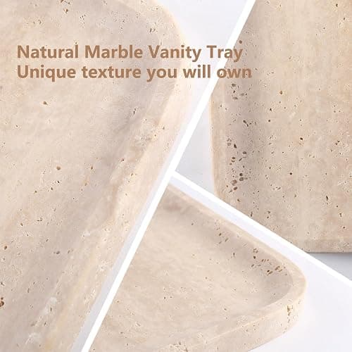 Marble Vanity Tray for Dresser Organizer, Travertine Bathroom Tray Countertop, Beige Decorative Serving Trays, Kitchen Sink Storage, Jewelry & Perfume Holder(Travertino Romano) thumbnail 6