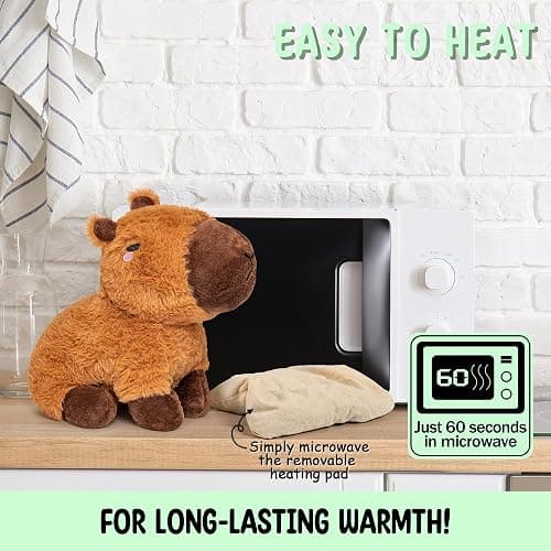 Capybara Microwavable & Weighted Stuffed Animals - 1.5 Lbs Unscented Heating Pad for Period Cramps Pain Relief and Anxiety, Cute Capybara Plush Toys Gifts for Women Girls Adults and Kids by Happy Fuel thumbnail 4