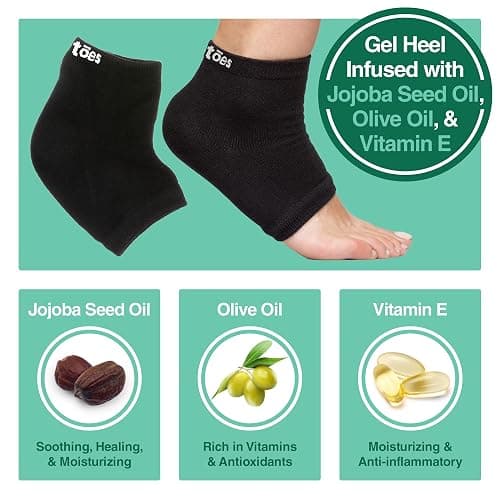 ZenToes Moisturizing Socks for Cracked Heel Treatment, Vitamin E, Olive Oil and Jojoba Oil Infused Heel Socks, Spa Gifts for Women, Relaxation Gifts for Women (Cotton Black, Wide Width) thumbnail 2